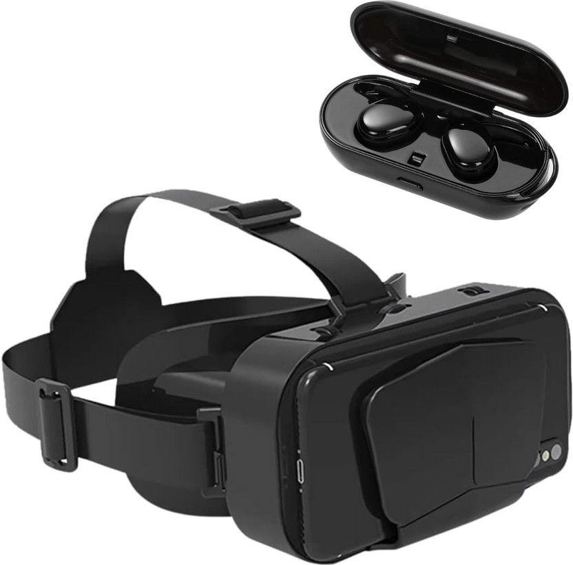 DRUMSTONE Immersive VR Headset with True Wireless Earbuds |3D VR Glasses and TWS Buds(Multi)