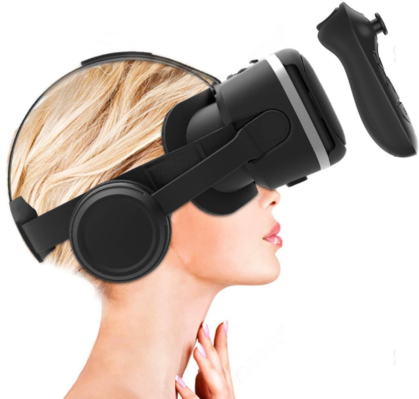 IRUSU VR Headset for mobiles with headphones with type c jack and controller(Black)