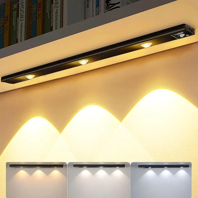 KAYORA Premium (Black) Under Cabinet Ultra-Thin, 3 Beads with 3 Mood Color Hill Effect Motion Sensor Light