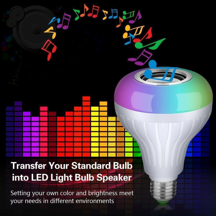 AJ HUB Bluetooth Speaker Light Changing Bulb Built-in Audio Speaker with Remote Smart Bulb