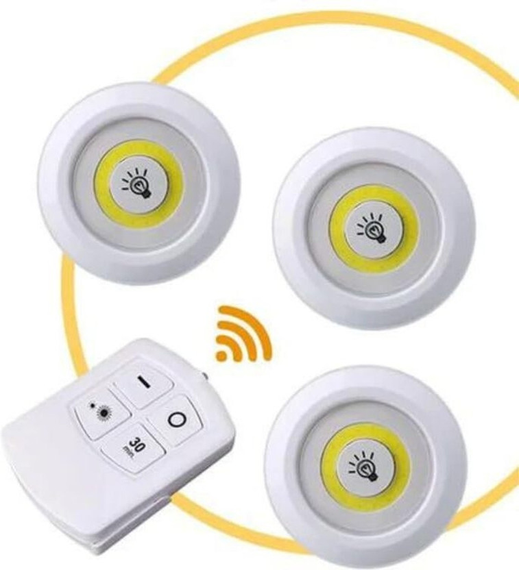 Reena Enterprises Remote Control LED Lights - Wireless, Battery Operated, Set of 3 Ceiling Lamp