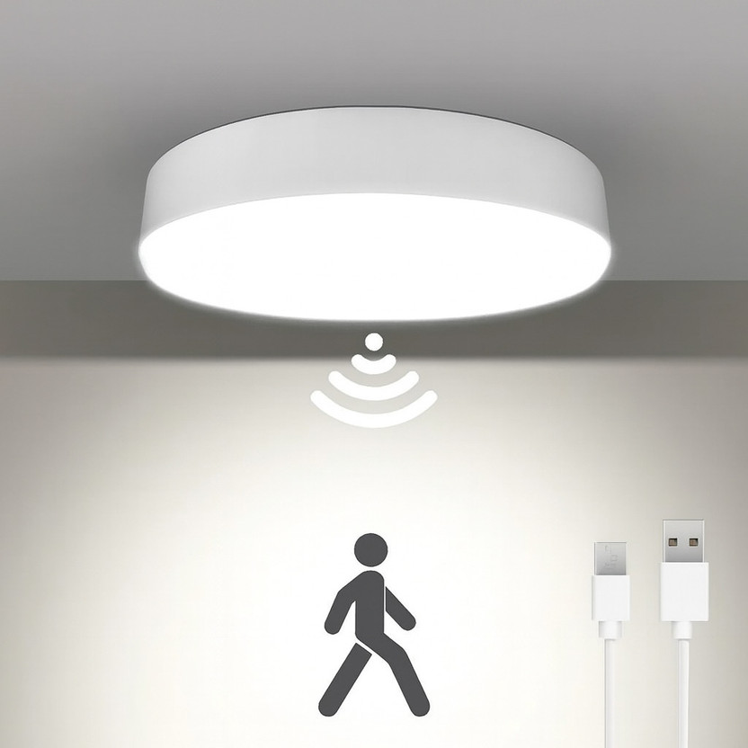 SAASO | Pack of 1 | 3W | Rechargebale Wireless LED Night Light, Cool White Motion Sensor Light