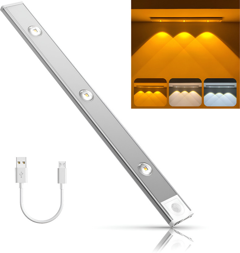 HavenFlix Motion Sensor Under Cabinet LED, USB Rechargeable, 3 Color Modes Closet Light Motion Sensor Light