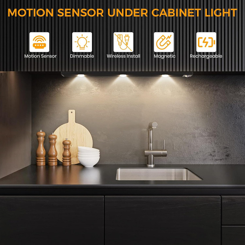 SIMESTICH SIMESTICH Motion Sensor Rechargeable LED Cabinet Light Motion Sensor Light