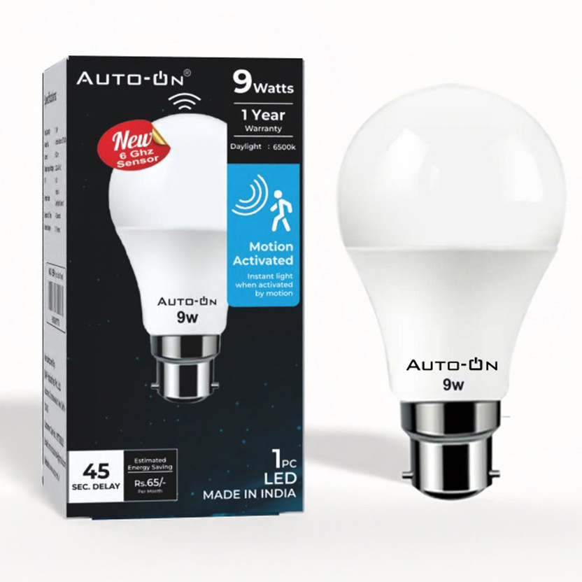 auto-on Automatic Motion LED Bulb(1 Year Warranty)(9 Watts) - Pack of 1 Motion Sensor Light