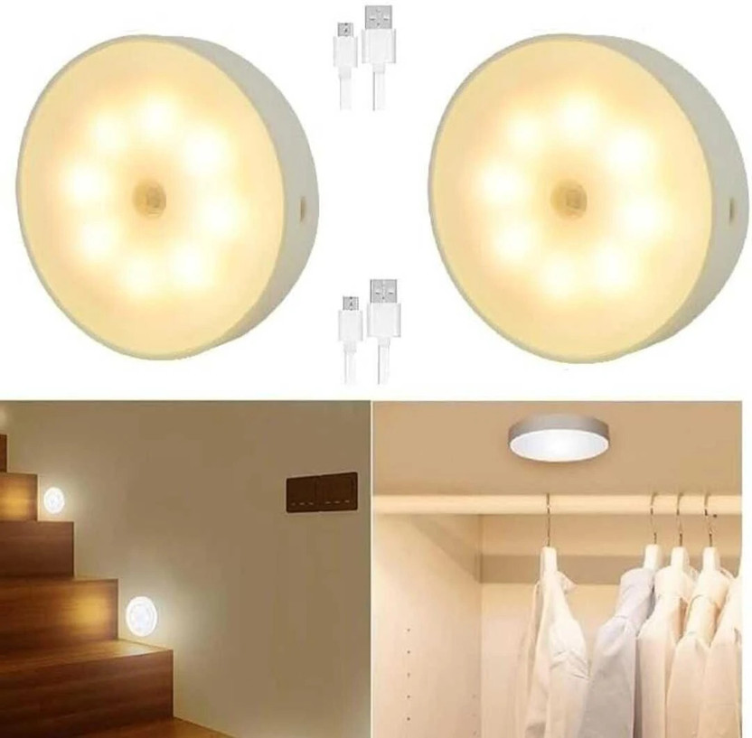 SAASO WARM WHITE BODY INDUCTION SENSOR LIGHT FOR HOME WARDROBE USB RECHARGABLE LED Motion Sensor Light