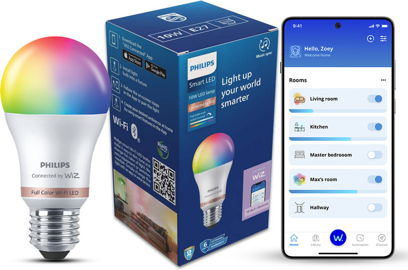 PHILIPS Wi-Fi LED WiZ Connected E27 10-Watt Smart Bulb