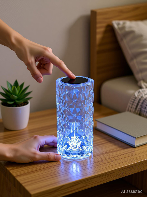 Refulgix Crystal Lamp,16 Color Changing Rose,USB Rechargeable Table Lamp(20 cm, Diamond Crystal Lamp)