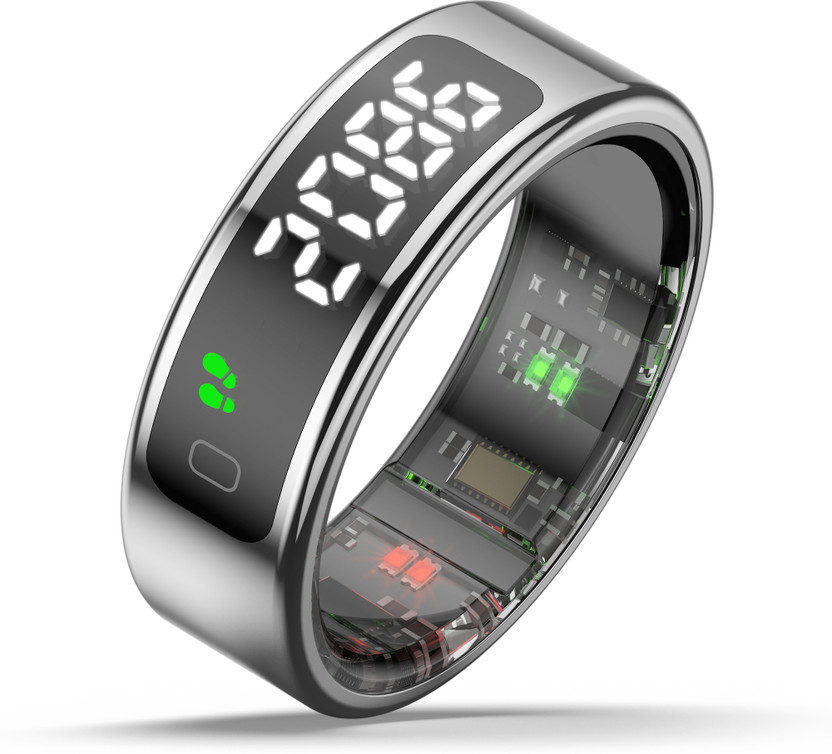 pebble Halo | Display, Gesture Controls, Health Tracker & Sleek Design Smart Ring(9, Silver)