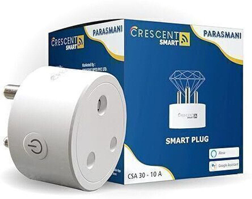 Crescent Lighting WiFi Plug 10A Alexa/Google Control, Surge Protection, Timer Smart Plug(White)