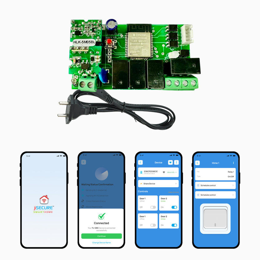 jiSECURE Smart Switch | WiFi Bluetooth 4 Channel Relay | Made in India Smart Switch(Green)