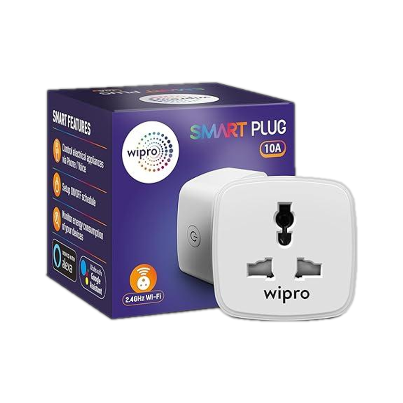 Wipro 10A Wi-Fi Smart Plug with Energy Monitoring Smart Plug(White)