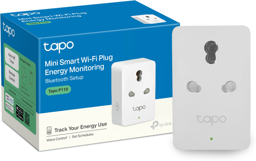 TP-Link Tapo P110 Mini 16A Wi-Fi Plug with Energy Monitoring, Away Mode, 4-Way Safety Smart Plug(White)