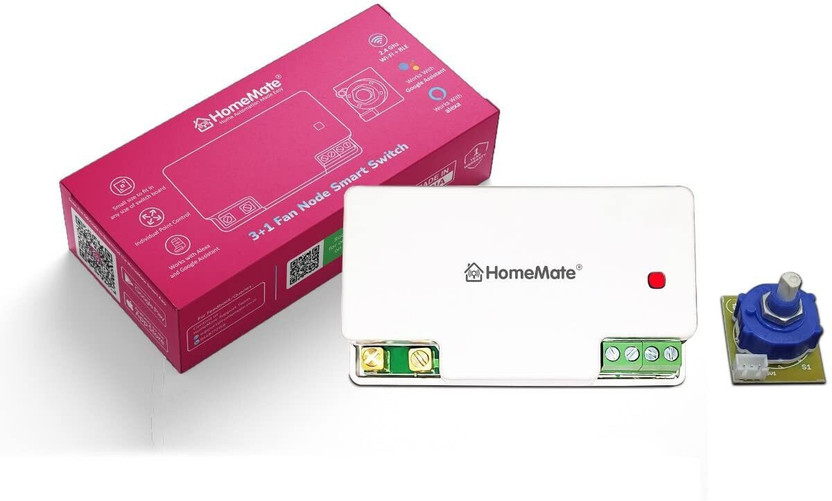 HomeMate WiFi+BLE 3+1 Node Switch | 3 On/Off and 1 Fan Regulator Smart Switch(White)