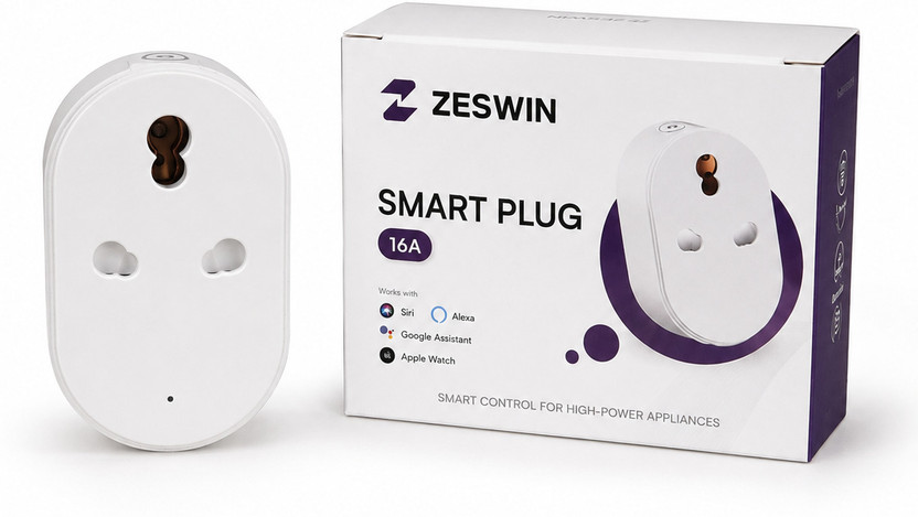 Zeswin Volt One 16A Wi-Fi Enabled Smart Plug with Energy Tracking for Heavy Appliances Smart Plug(Mullti Color)