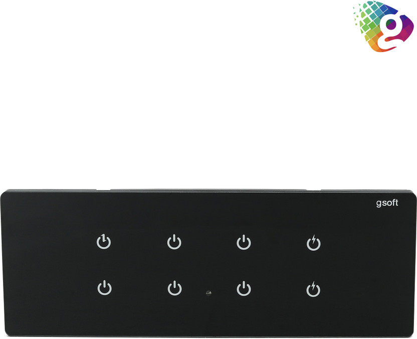 gsoft S8T - 8 Switches, Wifi, Remote, Wifi, Touch, Timer Smart Switch(Black)