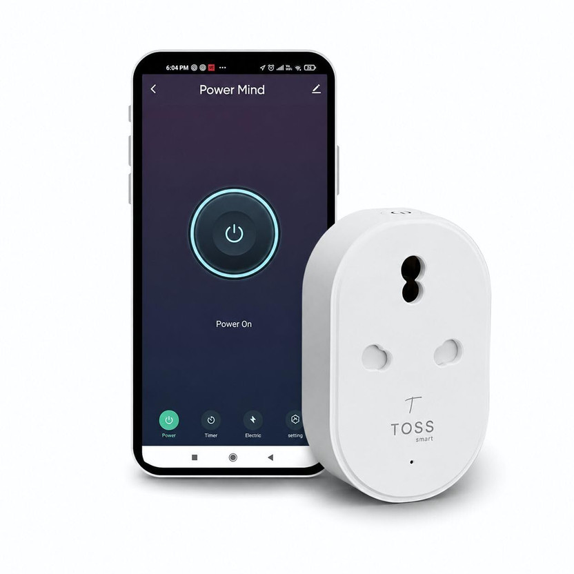 Toss Smart 16A Wi-Fi Plug with Energy Monitoring for Geysers, ACs & Smart Homes Smart Plug(White)