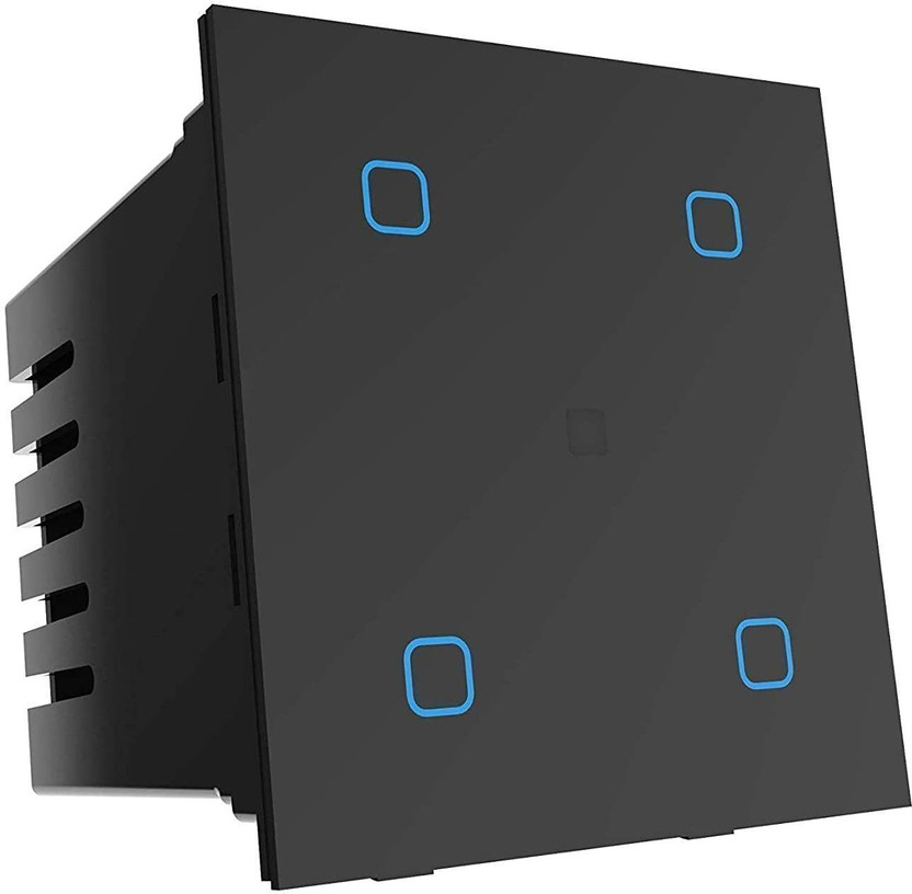 HomeMate Wi-Fi Smart 4 Gang Touch Switch |Black | No Hub Required | Compatible with Alexa and Google home Smart Switch(Black)