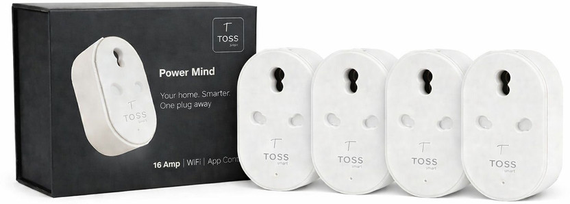 Toss Smart 16A Wi-Fi Plug (Pack of 4) with Energy Monitoring for Geysers, ACs & Smart Homes Smart Plug(White)