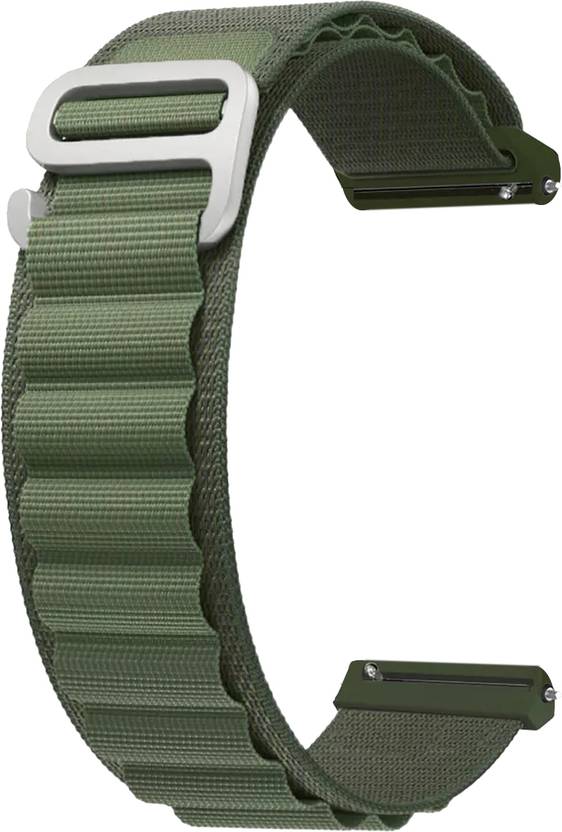 ACM Watch Strap Nylon Hook for Noise Colorfit Pro 3 Spo2 Smartwatch Belt Green Smart Watch Strap