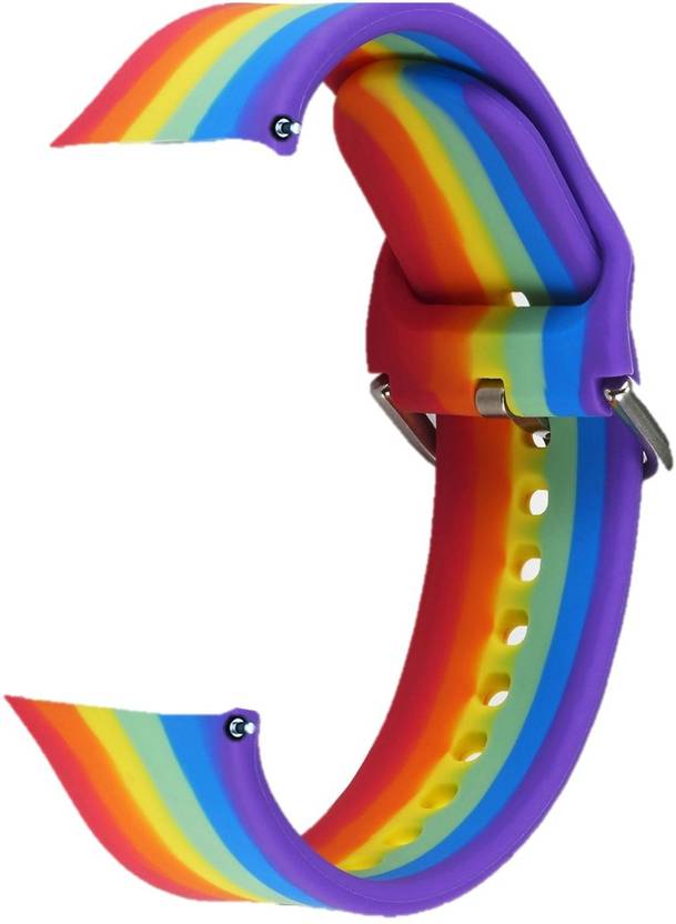 TECHWIND 19MM Silicon Rainbow Watch Strap for NOISE COLORFIT PRO 2/ BOAT STORM BuckleLock Smart