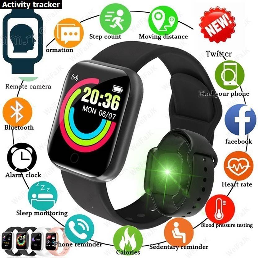 Bashaam S1041 (D20) PLUS MULT FACES FITNESS TRACKER SMART WATCH BLACK