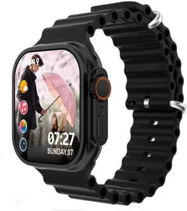 MGTR New 2024 Black Ultra Strap Smart watch T800 Ultra Smartwatch Smartwatch(Black Strap, Free Size)