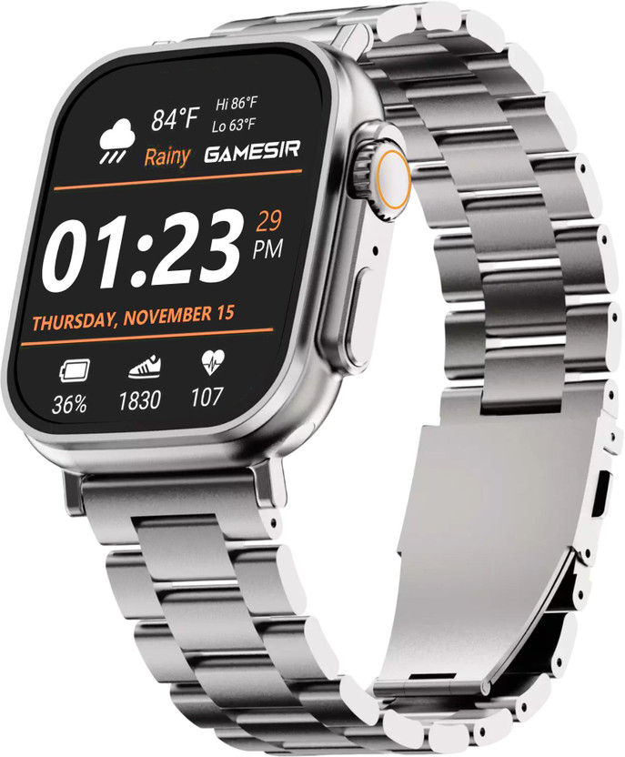 GameSir T800 Ultra Metal Silver Smartwatch with Bluetooth, Fitness & Heart Rate Tracking Smartwatch(Silver Metal Strap, Free Size)