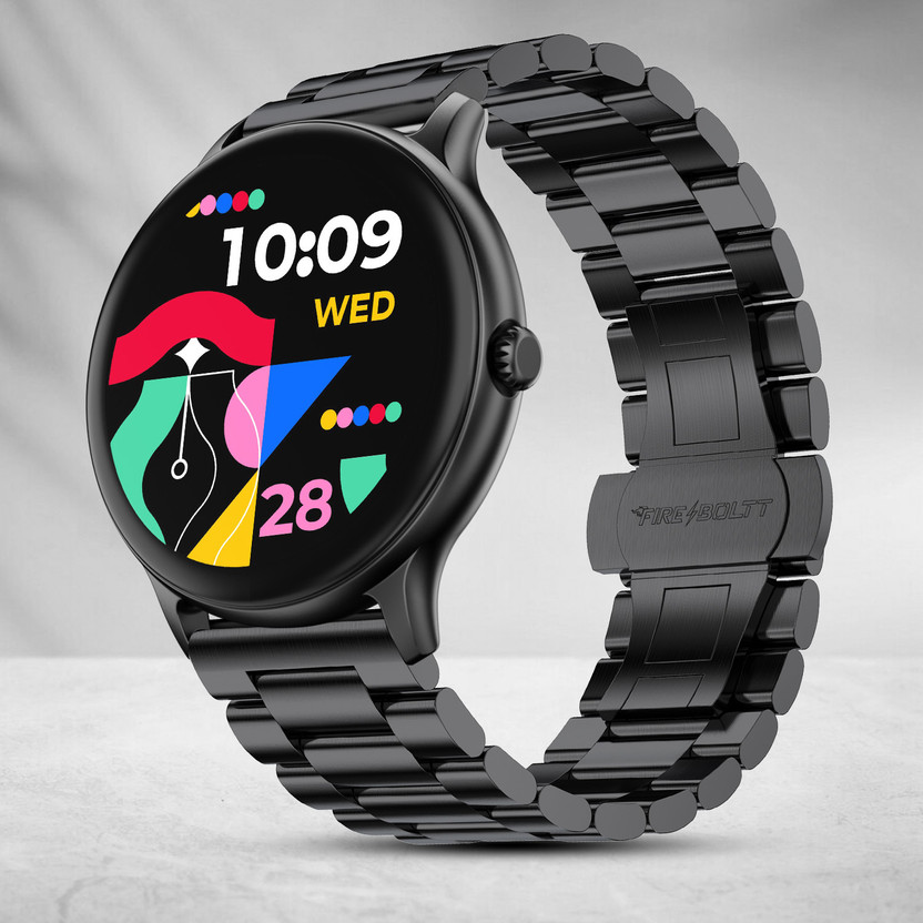 Fire-Boltt Ninja Talk 35.3mm (1.39) Round Bluetooth Calling Metal Body,120 Sports Modes Smartwatch(Black Chain Strap, 1.39)
