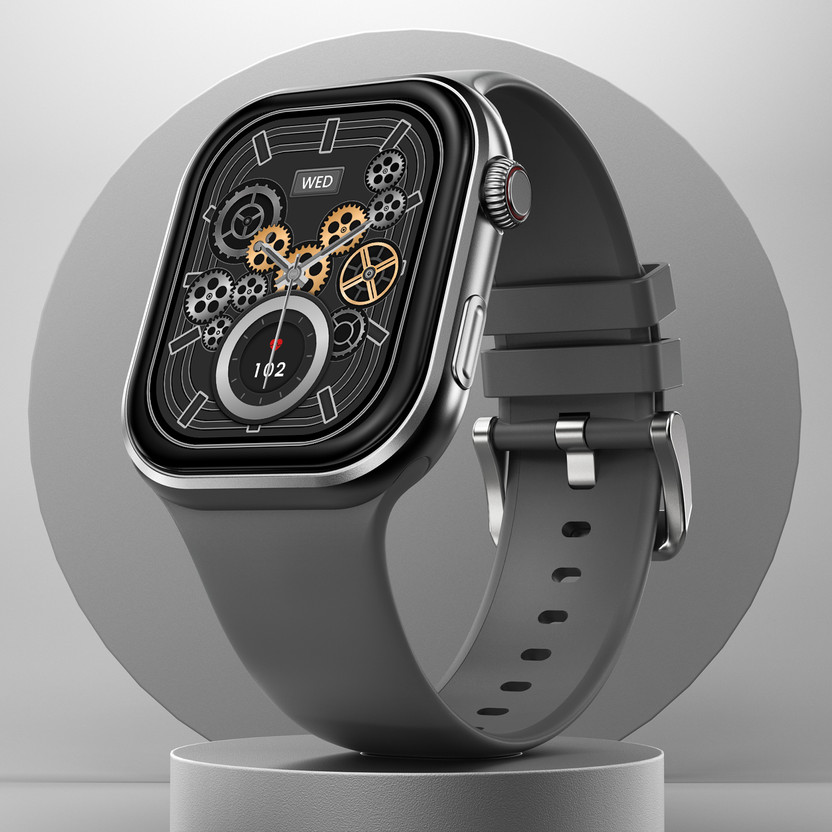 Fire-Boltt Brillia 51.3mm (2.06 inch) Largest AMOLED Display,Bluetooth Calling AI Assistant Smartwatch(Dark Grey Strap, Free Size)