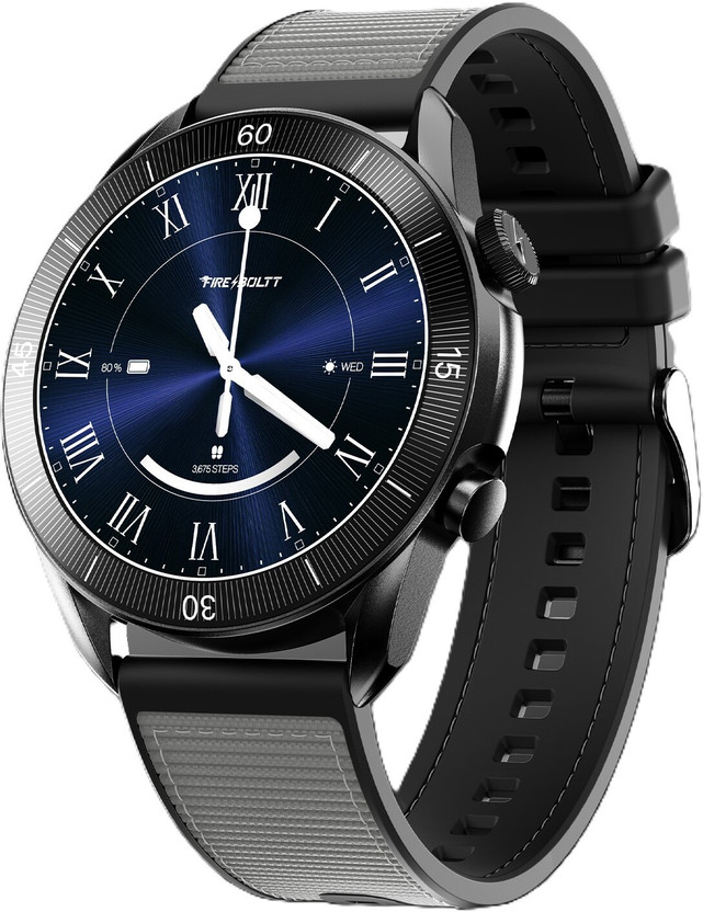 Fire-Boltt Legacy Force 1.43" AMOLED Nylon Fluoroelastomer Hybrid Strap Rotating Crown Smartwatch(Carbon Black Strap, Free Size)
