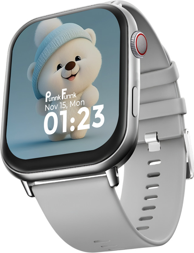 PunnkFunnk Edge-Lite | 1.99 " Amoled Display | BT Calling | AI Voice | Music | Fitness Smartwatch(Grey Strap, Regular Size)