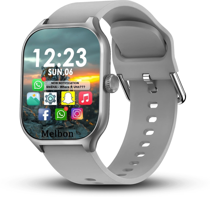 Melbon H9 BT Calling, Fitness tracking Multiple Watch ,Sleep Monitor,Heart & SpO2 Smartwatch(Grey Strap, Free Size)