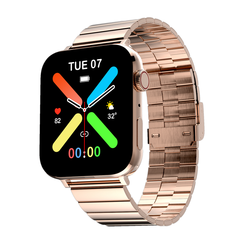 Fire-Boltt Zenith 45.2mm (1.78) AMOLED,Luxury Smart Watch, Bluetooth Calling Rotating Crown Smartwatch(Gold SS Strap, Free Size)