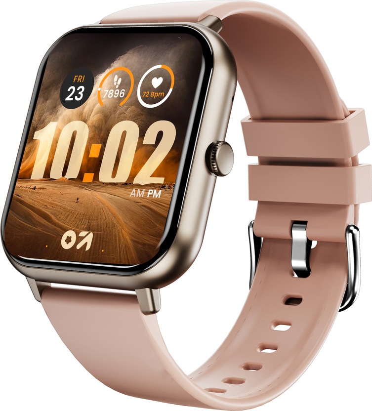 GOBOULT Drift+ 1.85'' HD Display ,BT Calling, 500 Nits Brightness, IP67 Smartwatch(Peach fuzz Strap, Free Size)