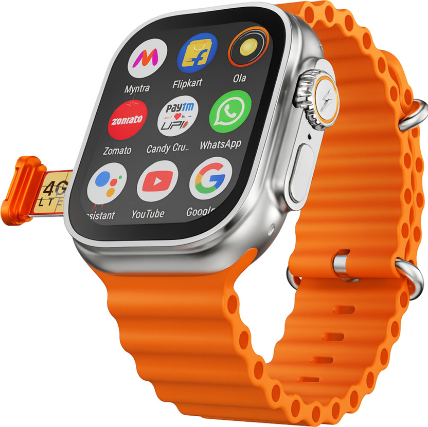 TECHIO T800 BT Smartwatch Touchscreen Watch with IP67 Waterproof Smartwatch(Orange Strap, FREE)