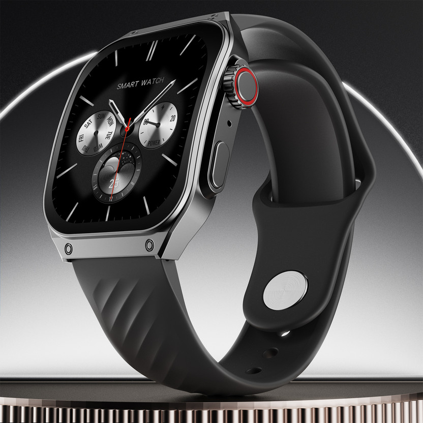 fire boltt Horizon 51.8mm (1.96") AMOLED Display, Wireless Charging, 100+ sports modes. Smartwatch(Gun metal Grey Strap, Free Size)