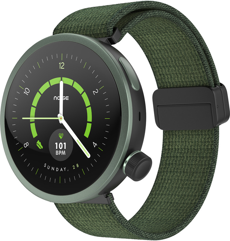 Noise Alt Watch 1, 1.32 AMOLED Display, Built-in GPS, AI Suite, Functional Crown Smartwatch(Chosen Green Strap, Regular)