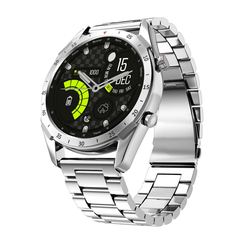 Lifelong Sigma Luxury Metal Case & Stainless-Steel Strap Smartwatch(Silver Strap, Free size)