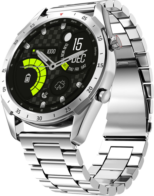 Lifelong Sigma Luxury Metal Case & Stainless-Steel Strap Smartwatch(Silver Strap, Free size)