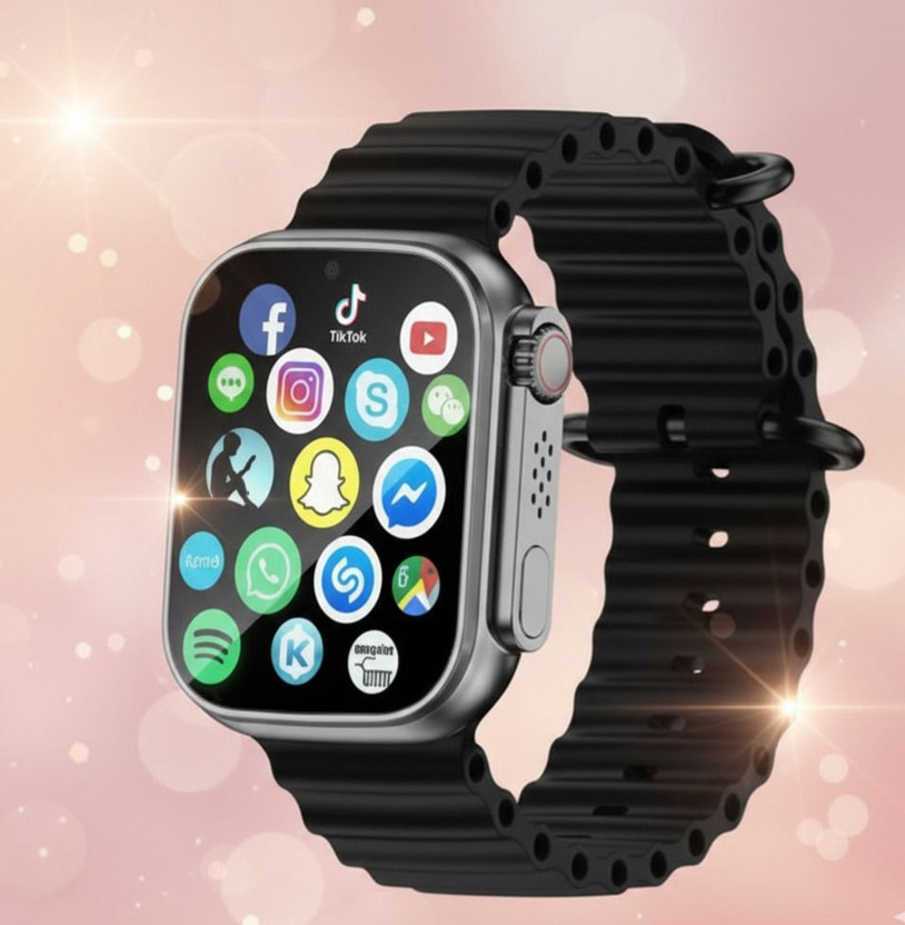 TECHIO T800 Ultra Smartwatch, HD Resolution 1.99" Screen, Bluetooth Calling (Black) Smartwatch(BLACK Strap, FREE SIZE)