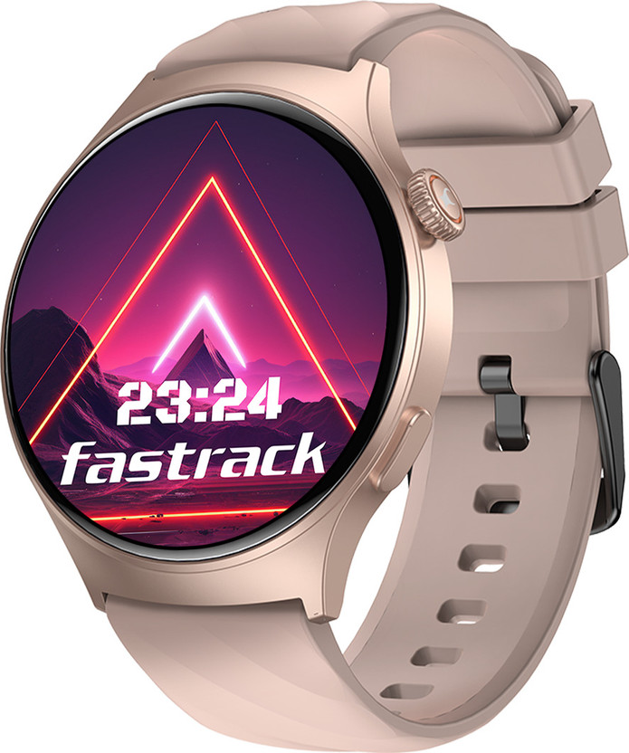 Fastrack Optimus Pro with 1.43" AMOLED Display & AOD(466x466),Functional Crown,BT Calling Smartwatch(Beige Strap, Free Size)