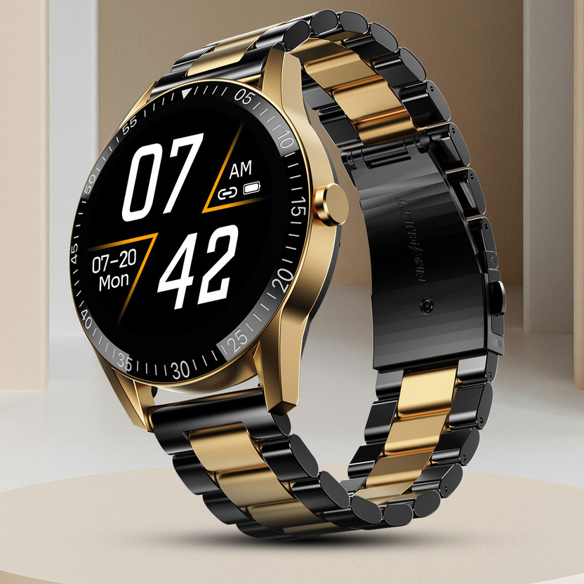 Fire-Boltt Talk 35.3mm (1.39) Bluetooth Calling with SpO2, Metal Body & Luxury Design Smartwatch(Black Dual Strap, Free Size)