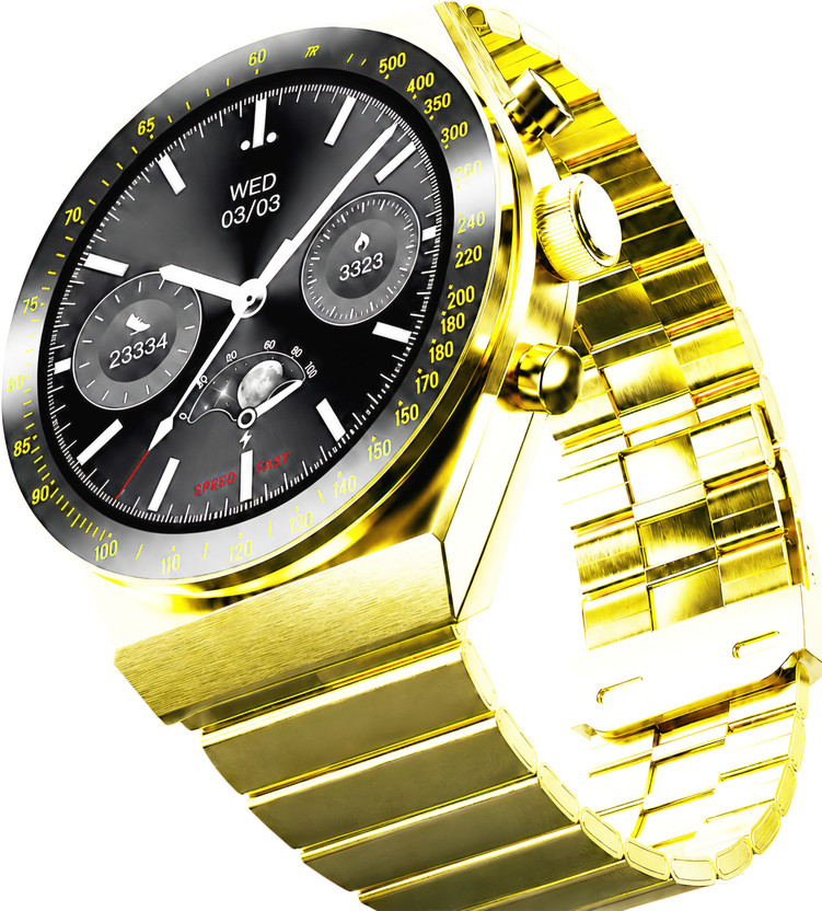 KK07 Advanced Smartwatch 1.43 Inch AMOLED Bluetooth Calling Steel Edition Smartwatch(Gold Strap, mm)