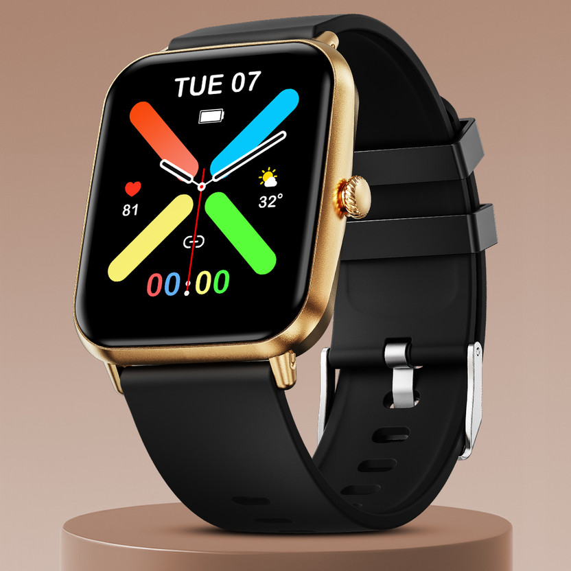 Fire-Boltt Ninja Calling Pro Plus 46.5mm (1.83) Display Bluetooth Calling, AI Voice Smartwatch(Gold Black Strap, Free Size)