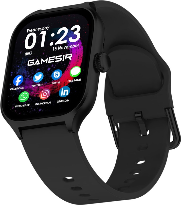 GameSir Newly Launched H16 2.0" Square Dial watch, Full Touch Display, Bluetooth Calling Smartwatch(Black Strap, Free size)
