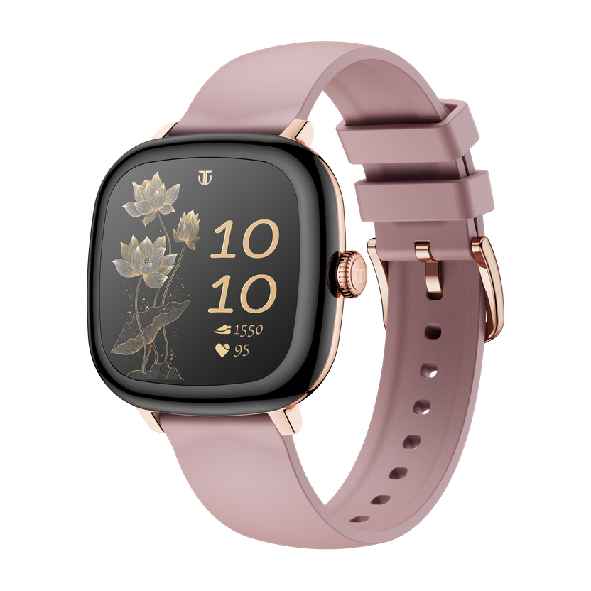 Titan AiRA 1.70" AMOLED Metal Case Square Display,1000 Nits,AI Chat,Rotary Crown,Women Smartwatch(Pink Strap, Free Size)