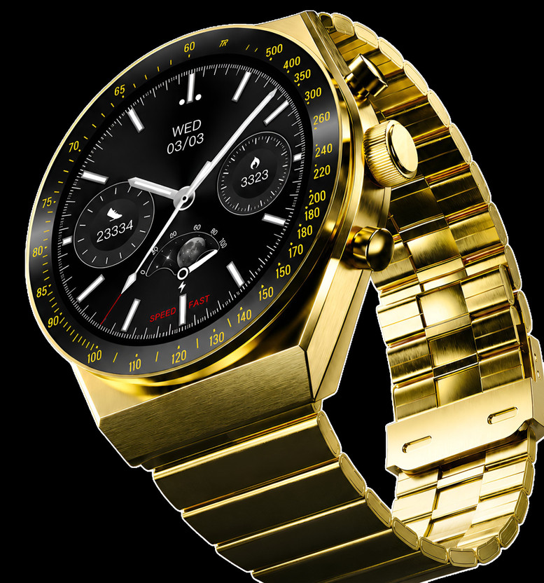 KK07 Elite Smartwatch 1.43 Inch AMOLED Bluetooth Calling Steel Edition Smartwatch(Gold Strap, mm)