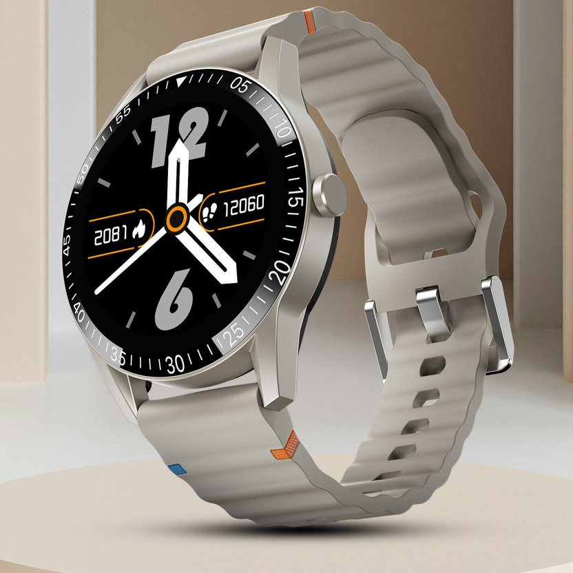 Fire-Boltt Talk 35.3mm (1.39) Bluetooth Calling with SpO2, Metal Body & Luxury Design Smartwatch(Beige Wave Strap, Free Size)