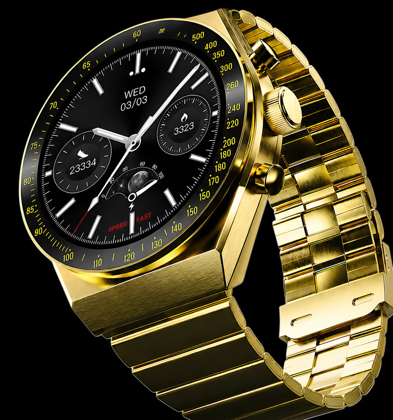 KK07 Advanced AMOLED Bluetooth Calling Smartwatch IP68 Health Tracking Smartwatch(Gold Strap, mm)